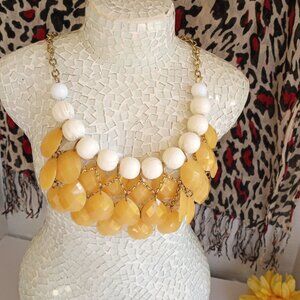 vintage yellow and white bib necklace